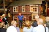 Cheshire's Lion Salt Works Museum, tour group in front of the museum's 'subsiding house'
