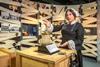 Florence Nightingale actress with original lamp at the Florence Nightingale Museum