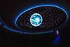 An image of the illuminated earth as part of the BBC Earth Experience in London.