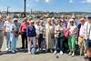Members of Gwen Wright's group pictured in front of the river in Budapest.