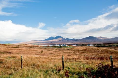 Jura, Scotland, with the mountains in the backgrouns
