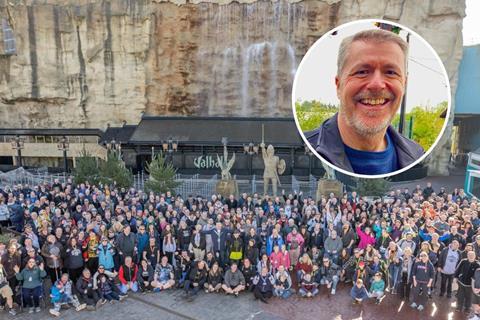GTO of the Year finalist Andy Hine and a picture of his group at a theme park