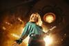 Sheridan Smith in front of lights to promote a new musical, Opening Night, she's starring in