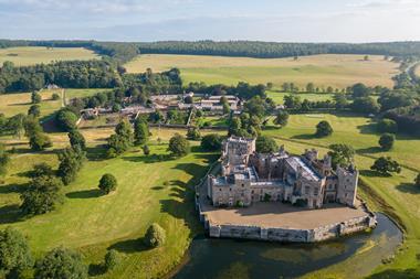 An aerial view of Raby Castle in County Durham