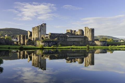 Caerphilly Castle in Wales