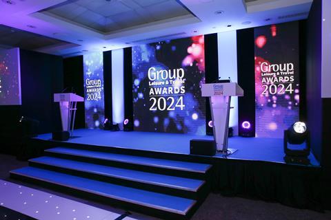 The stage before the ceremony at the GLT Awards 2024